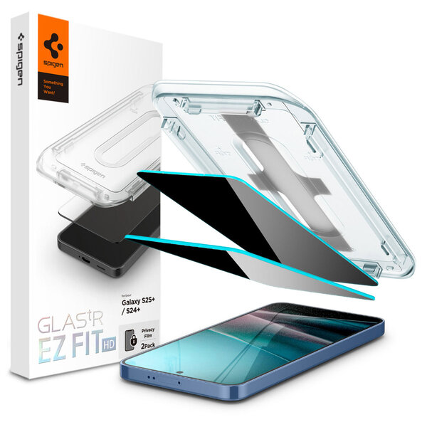 Spigen - GLAStR Privacy EZ Fit Screenprotector + Applicator voor Samsung Galaxy S24 Plus / S25 Plus - Transparent