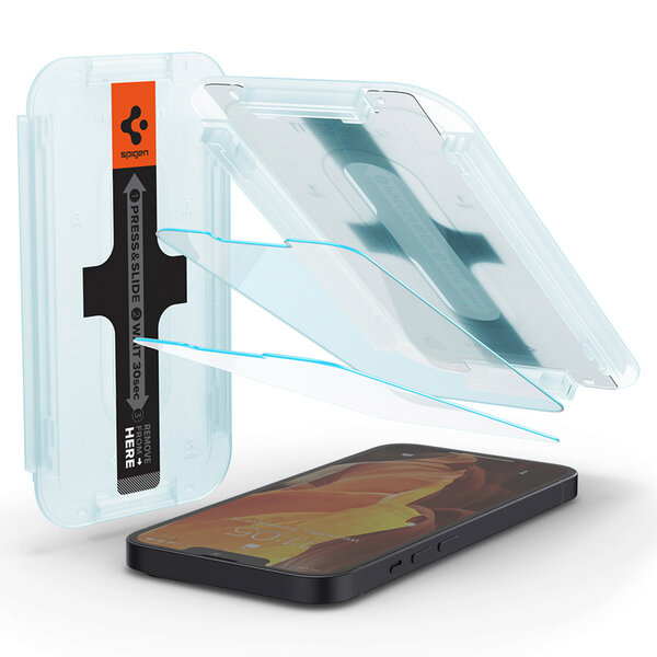 Spigen - GLAStR EZ Fit Screenprotector 2 Pack + Applicator voor Apple iPhone 13 / 13 Pro / 14 / 16e - Transparent