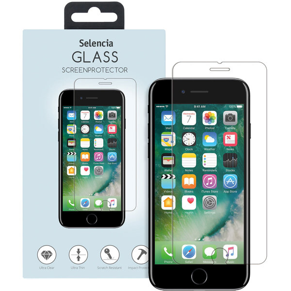 Selencia - Tempered Glass Screenprotector voor Apple iPhone SE (2022 / 2020) / 8 / 7 / 6(s) - Transparent