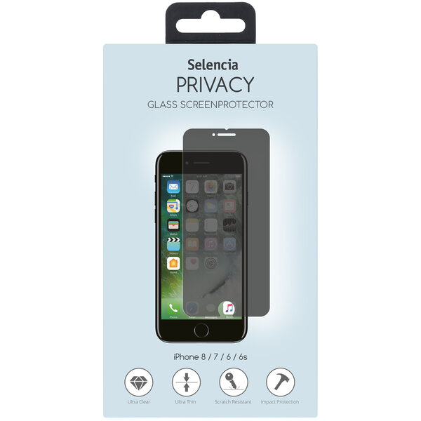 Selencia - Tempered Glass Privacy Screenprotector voor Apple iPhone SE (2022 / 2020) / 8 / 7 / 6(s) - Transparent