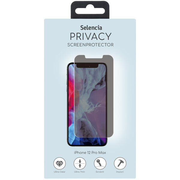 Selencia - Tempered Glass Privacy Screenprotector voor Apple iPhone 12 Pro Max - Transparent