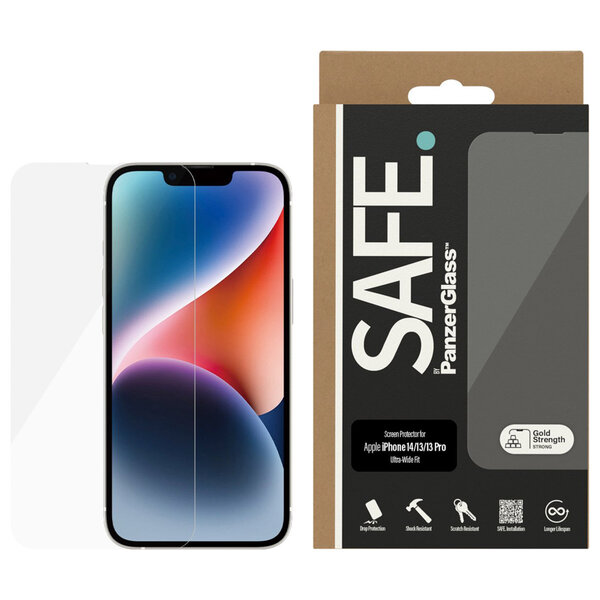 SAFE by PanzerGlass - Ultra-Wide Fit Screenprotector voor Apple iPhone 14 / 13 / 13 Pro - Transparent