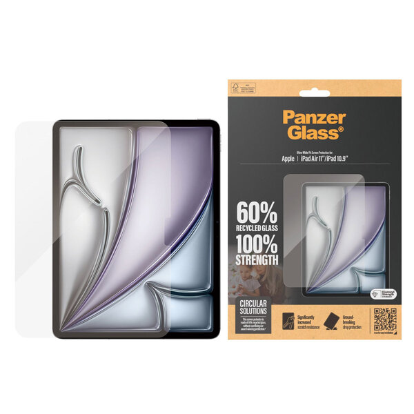 PanzerGlass - Ultra Wide Fit Screenprotector voor Apple iPad Air 11 inch (2025) M3 / (2024) M2 / iPad 11 (2025) A16 / iPad 10 (2022) - Transparent