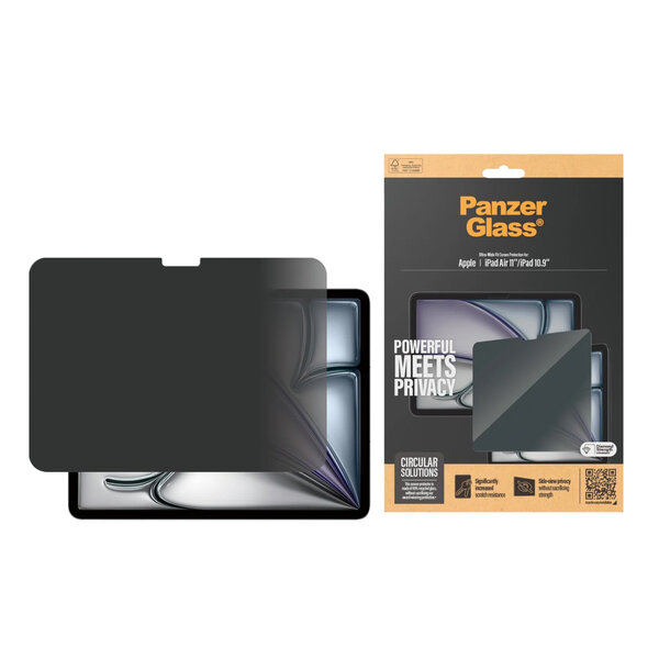 PanzerGlass - Privacy Screenprotector Ultra-Wide Fit voor Apple iPad Air 11 inch (2025) M3 / (2024) M2 / iPad 11 (2025) A16 / iPad 10 (2022) - Transparent