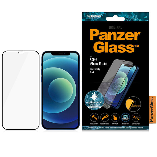 PanzerGlass - Case Friendly Screenprotector voor Apple iPhone 12 Mini - Black