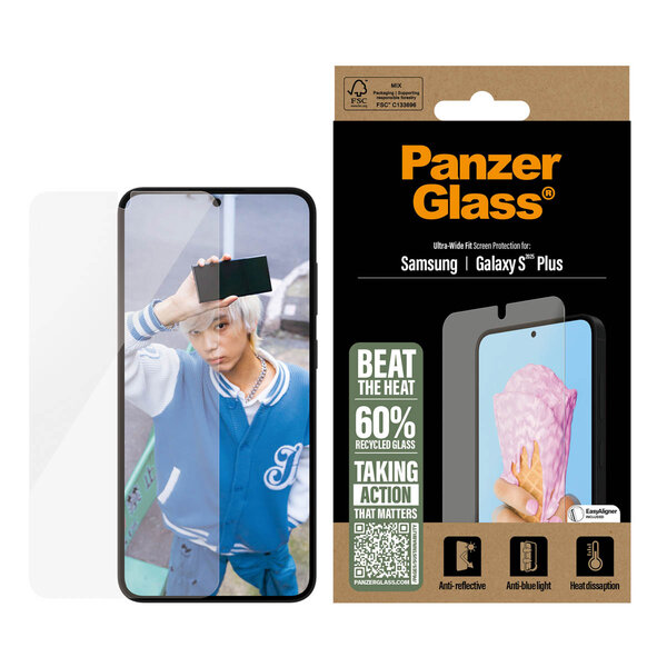 PanzerGlass - All-in-One Ultra-Wide Fit Anti-Bacterial Screenprotector voor Samsung Galaxy S25 Plus - Transparent