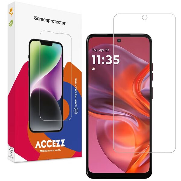 Accezz - Tempered Glass Screenprotector voor Motorola Moto G05 / E15 - Black