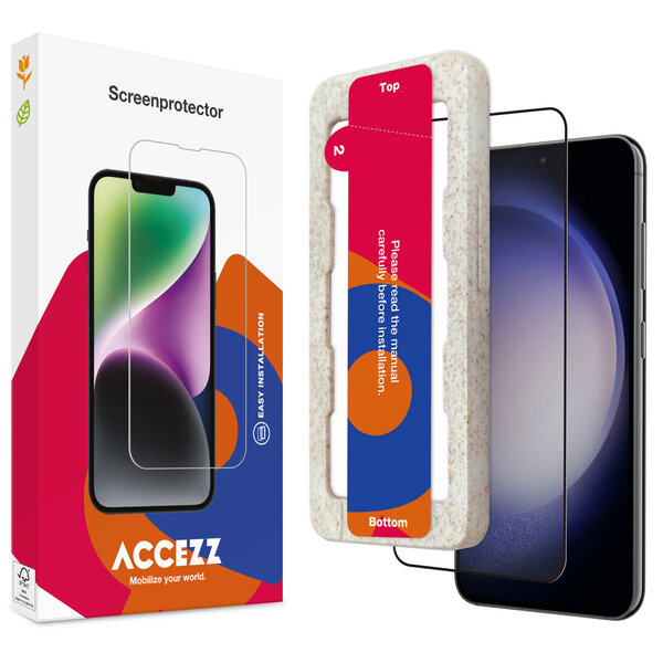 Accezz - Tempered Glass Full Cover Screenprotector met applicator voor Samsung Galaxy S22 / S23 - Transparent