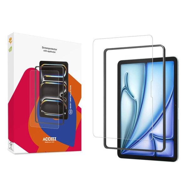 Accezz - Glass Screenprotector + Applicator voor Apple iPad Air 11 inch (2025) M3 / (2024) M2 - Transparent