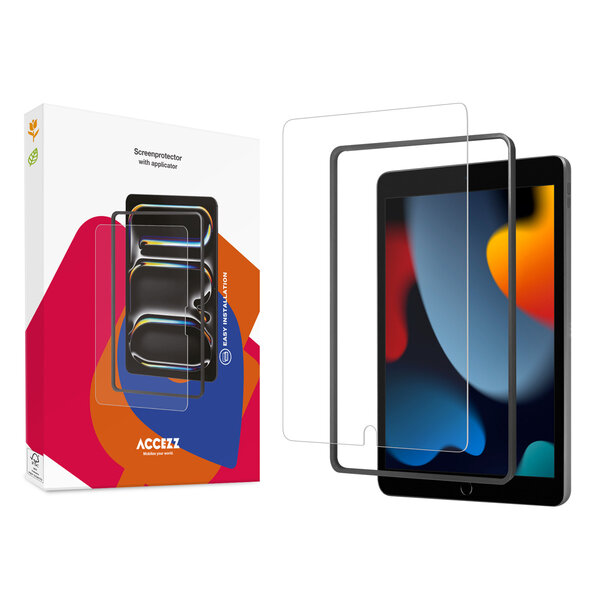 Accezz - Glass Screenprotector + Applicator voor Apple iPad 9 (2021) 10.2 inch / iPad 8 (2020) 10.2 inch / iPad 7 (2019) 10.2 inch - Transparent