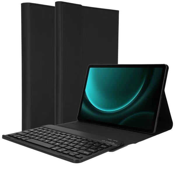 Accezz - QWERTY Bluetooth Keyboard Bookcase voor Samsung Galaxy Tab S10 Lite / S10 FE / S9 FE - Black