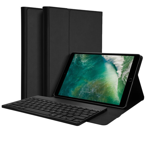 Accezz - QWERTY Bluetooth Keyboard Bookcase voor Apple iPad (2018)/(2017)/Air(2) - Black