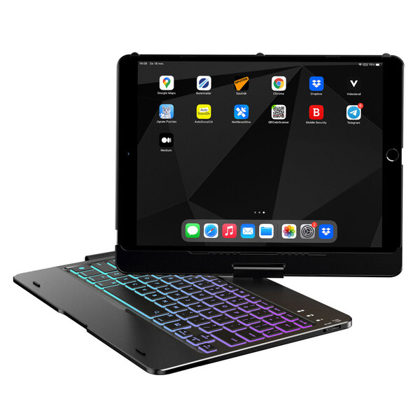 Accezz - 360 Slim Keyboard Bookcase QWERTY voor iPad 10.2 inch (2019/2020/2021) / iPad Pro 10.5 (2017) - Black