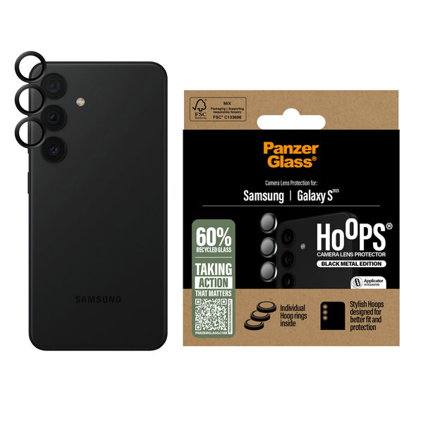 PanzerGlass - Camera Protector Hoops Optic Rings voor Samsung Galaxy S25 - Black