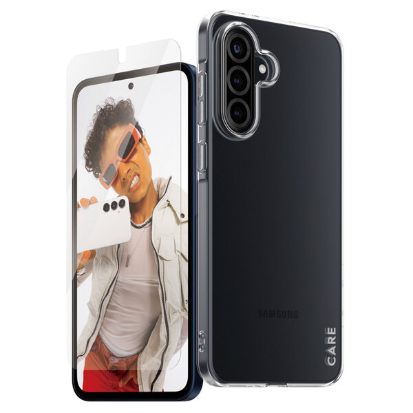 CARE by PanzerGlass - Fashion Backcover XR + Ultra-Wide Fit Screenprotector incl. applicator voor Samsung Galaxy A36 - Transparent