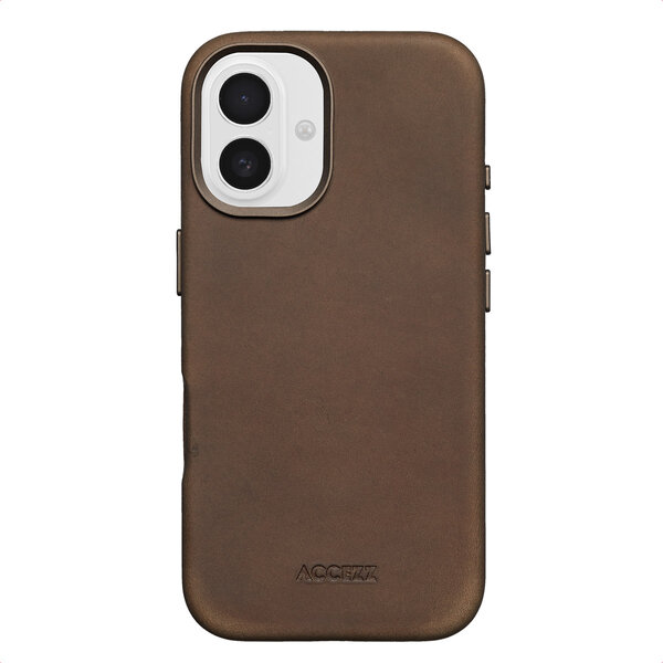 Accezz - Vintage Leather Magsafe Backcover voor Apple iPhone 16 - Rustic Brown