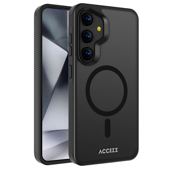 Accezz - Rugged Frosted MagSafe Backcover voor Samsung Galaxy S24 Plus - Black
