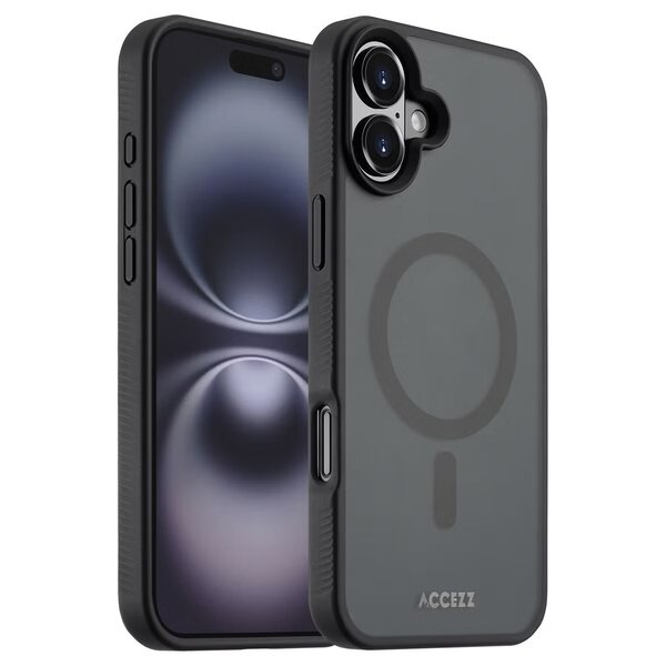 Accezz - Rugged Frosted MagSafe Backcover voor Apple iPhone 16 Plus - Black