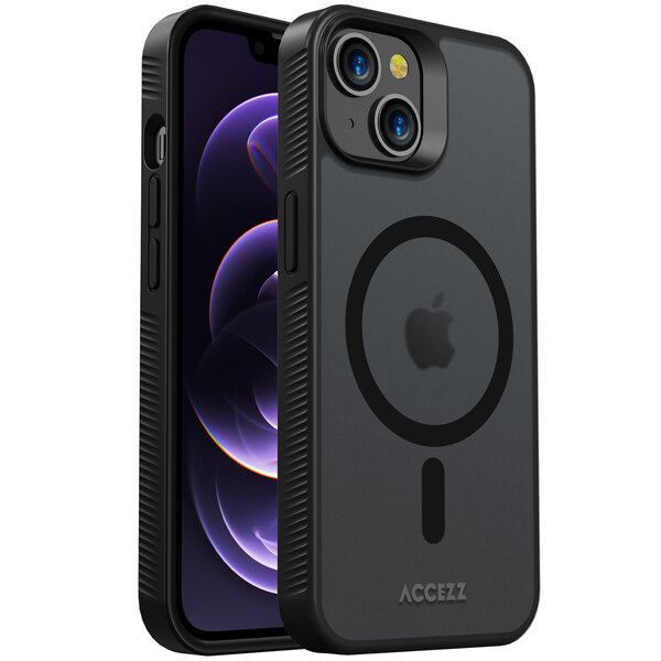 Accezz - Rugged Frosted MagSafe Backcover voor Apple iPhone 14 - Black