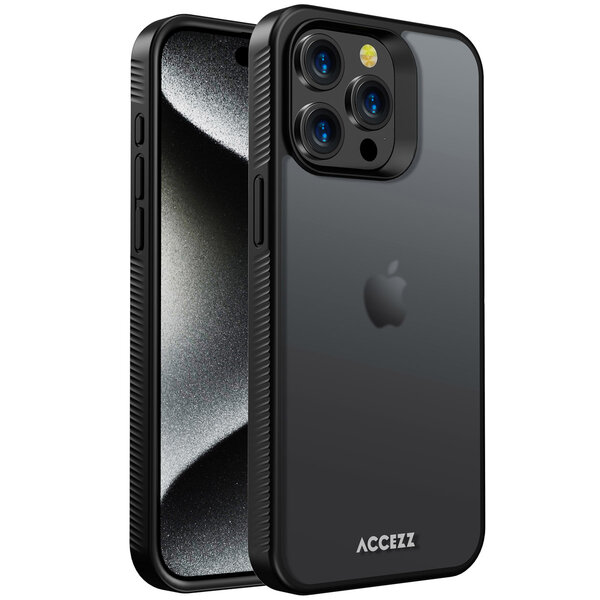Accezz - Rugged Frosted Backcover voor Apple iPhone 15 Pro Max - Black