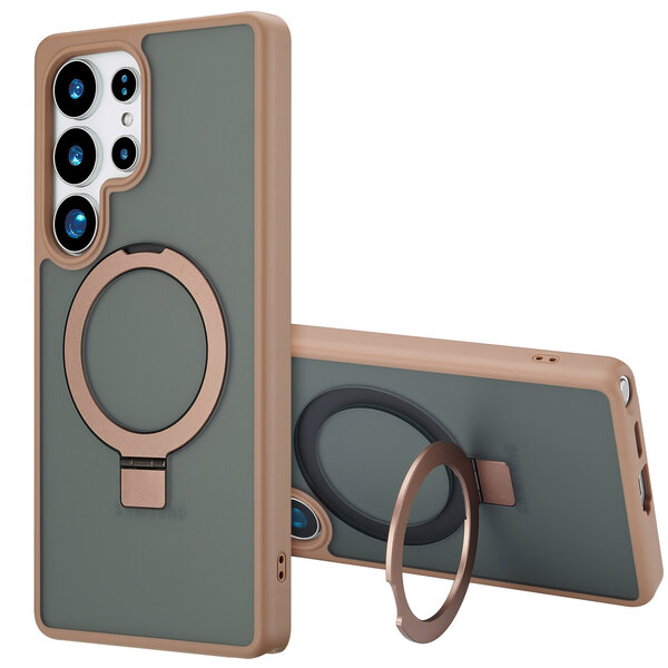 Accezz - Ring Stand Backcover met MagSafe voor Samsung Galaxy S25 Ultra - Brown