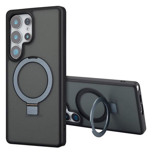 Accezz - Ring Stand Backcover met MagSafe voor Samsung Galaxy S25 Ultra - Black