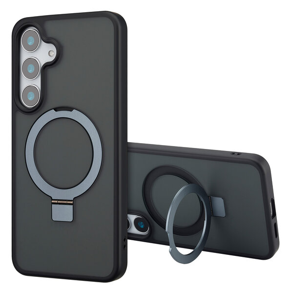Accezz - Ring Stand Backcover met MagSafe voor Samsung Galaxy S25 Plus - Black
