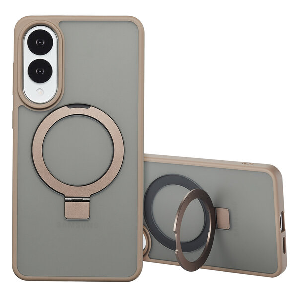 Accezz - Ring Stand Backcover met MagSafe voor Samsung Galaxy S25 Edge - Brown