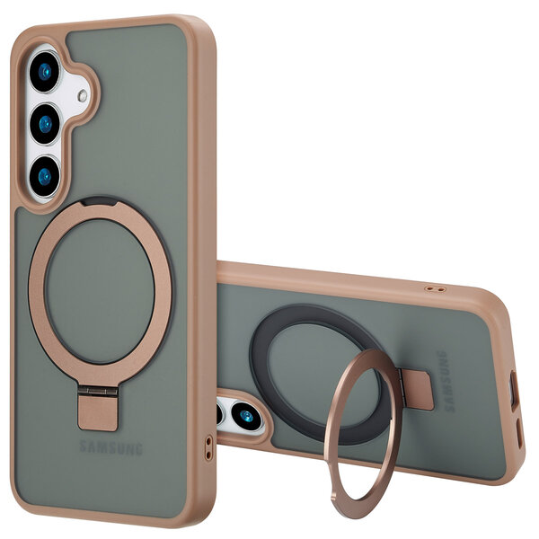 Accezz - Ring Stand Backcover met MagSafe voor Samsung Galaxy S25 - Brown