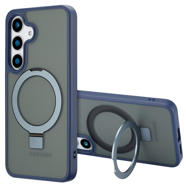 Accezz - Ring Stand Backcover met MagSafe voor Samsung Galaxy S25 - Blue