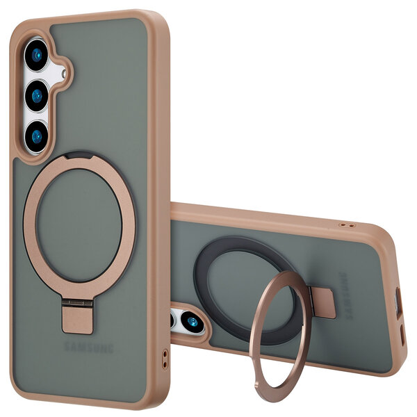 Accezz - Ring Stand Backcover met MagSafe voor Samsung Galaxy S24 - Brown