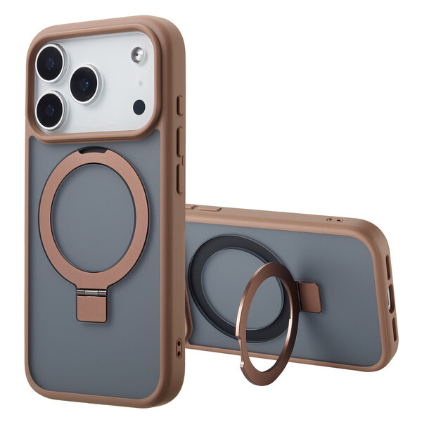 Accezz - Ring Stand Backcover met MagSafe voor Apple iPhone 17 Pro - Brown