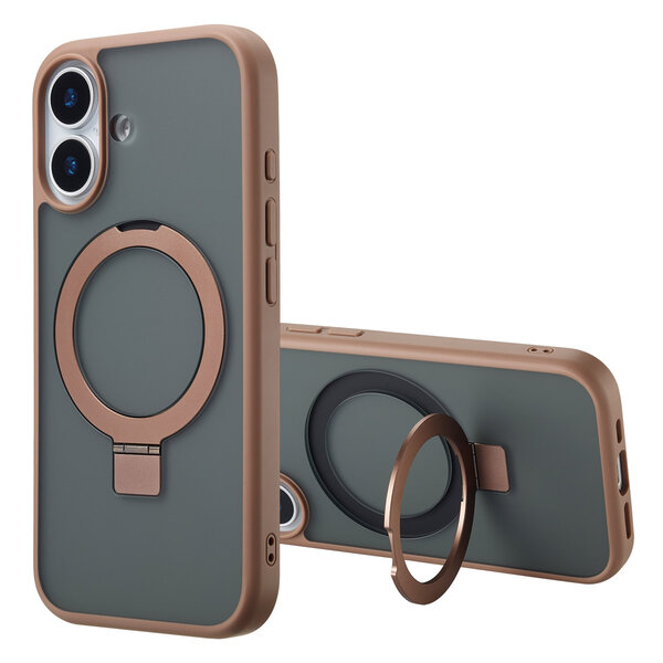 Accezz - Ring Stand Backcover met MagSafe voor Apple iPhone 17 - Brown