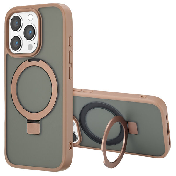 Accezz - Ring Stand Backcover met MagSafe voor Apple iPhone 16 Pro - Brown