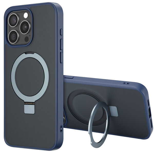 Accezz - Ring Stand Backcover met MagSafe voor Apple iPhone 15 Pro Max - Blue