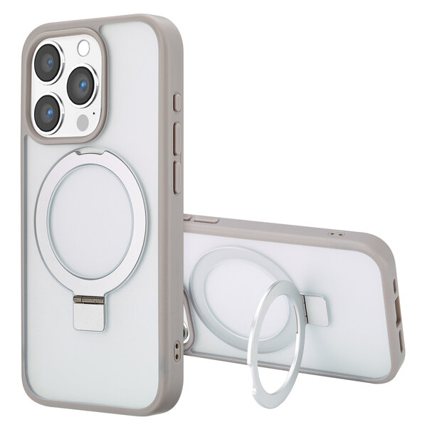 Accezz - Ring Stand Backcover met MagSafe voor Apple iPhone 15 Pro - Grey