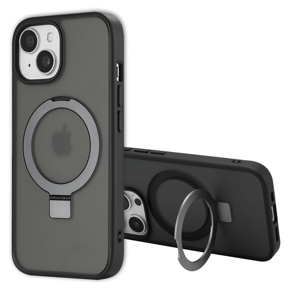 Accezz - Ring Stand Backcover met MagSafe voor Apple iPhone 15 Pro - Black