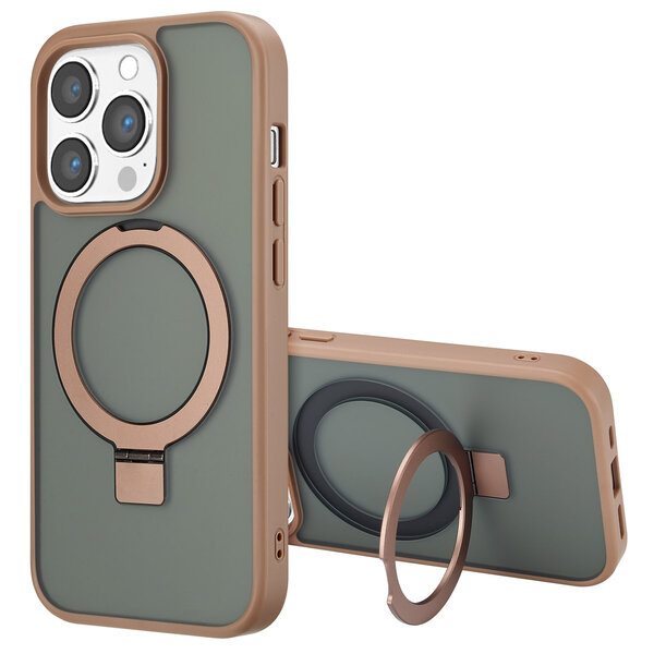 Accezz - Ring Stand Backcover met MagSafe voor Apple iPhone 14 Pro - Brown