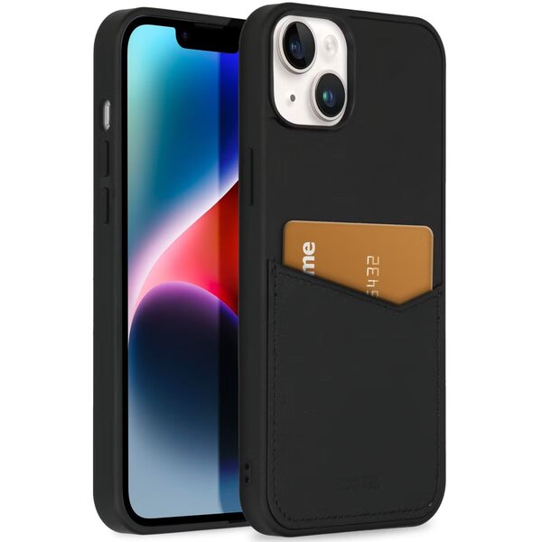 Accezz - Premium Leather Card Slot Backcover voor Apple iPhone 14 Plus - Black