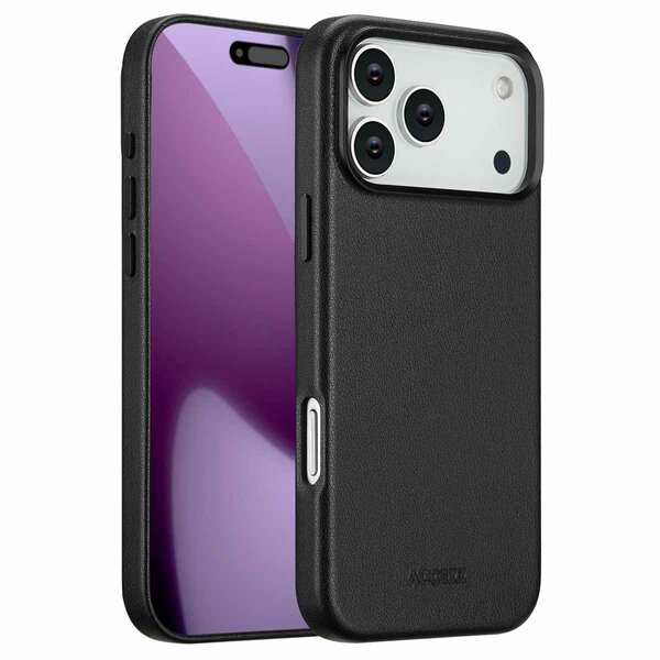 Accezz - MagSafe Leather Backcover voor Apple iPhone 17 Pro Max - Onyx Black