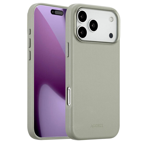Accezz - MagSafe Leather Backcover voor Apple iPhone 17 Pro Max - Light Grey