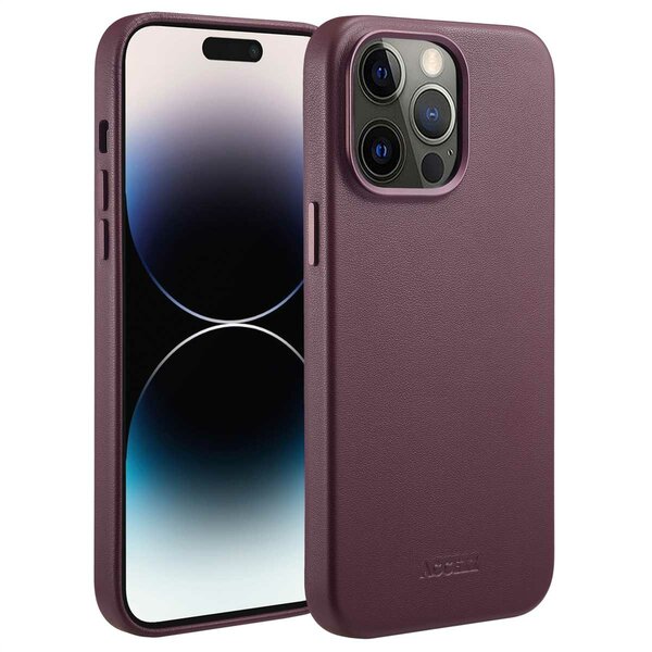 Accezz - MagSafe Leather Backcover voor Apple iPhone 14 Pro Max - Heath Purple