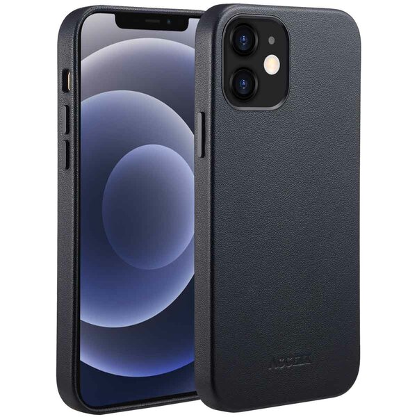 Accezz - MagSafe Leather Backcover voor Apple iPhone 12 (Pro) - Onyx Black