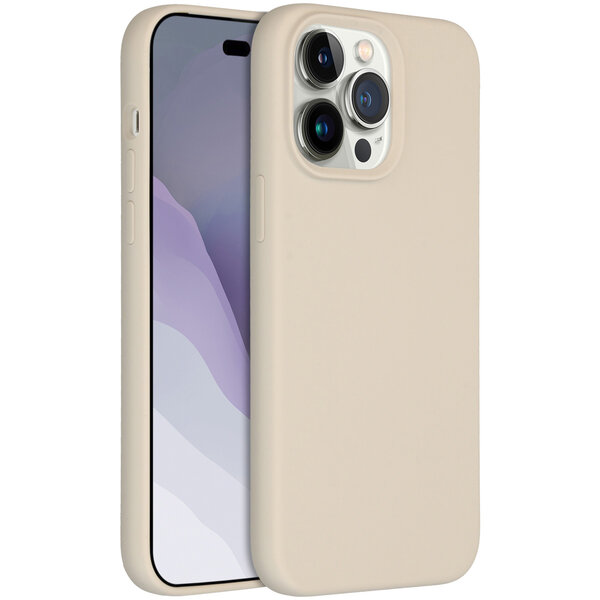 Accezz - Liquid Silicone Backcover voor Apple iPhone 14 Pro Max - Stone