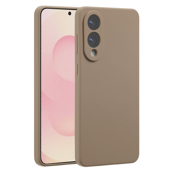 Accezz - Liquid Silicone Backcover met MagSafe voor Samsung Galaxy S25 Edge - Light Brown