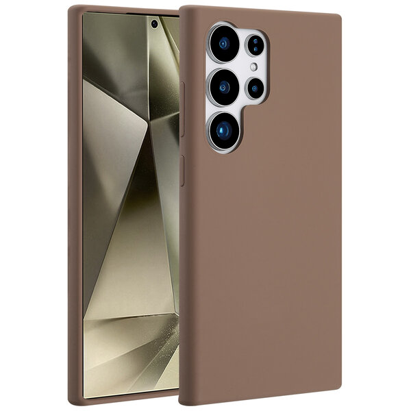 Accezz - Liquid Silicone Backcover met MagSafe voor Samsung Galaxy S24 Ultra - Light Brown