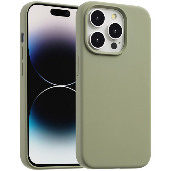 Accezz - Liquid Silicone Backcover met MagSafe voor Apple iPhone 14 Pro - Cooper Green