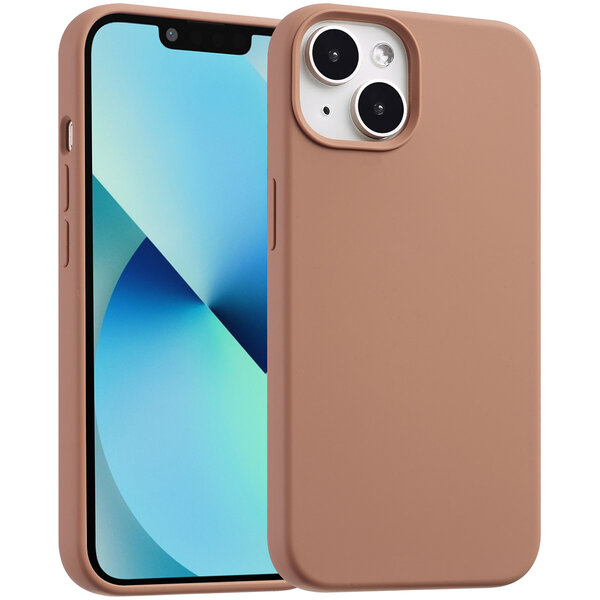 Accezz - Liquid Silicone Backcover met MagSafe voor Apple iPhone 14 / 13 - Light Brown