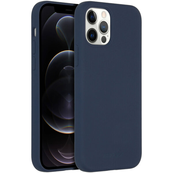 Accezz - Liquid Silicone Backcover met MagSafe voor Apple iPhone 12 (Pro) - Dark Blue