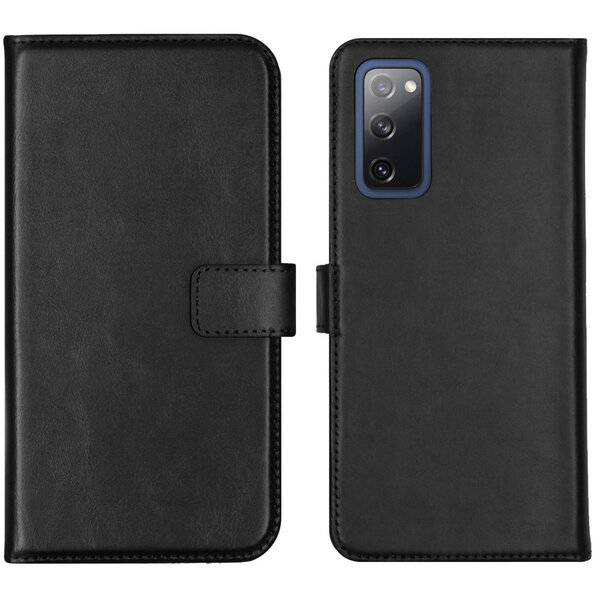 Selencia - Genuine Leather Bookcase voor Samsung Galaxy S20 FE - Black
